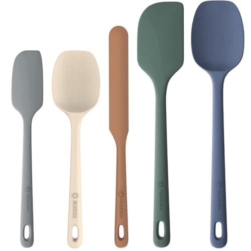 ChefAide 5 Pieces Silicone Spatula Set, Food Grade Rubber Spatula, Upgrade Strong Handle with Ergonomic Grip, Heat Resistant Up to 600°F for Nonstick Cookware, Cooking - Image 1