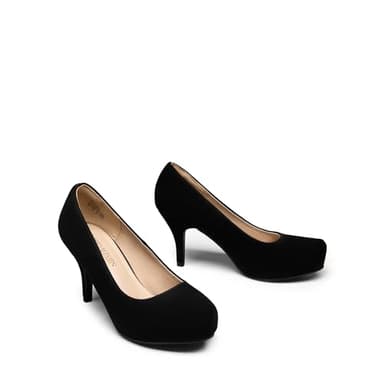 DREAM PAIRS Tiffany Women's New Classic Elegant Versatile Low Stiletto Heel Dress Platform Pumps Shoes,Size 8,Black/Nubuck,TIFFANNY - Image 4