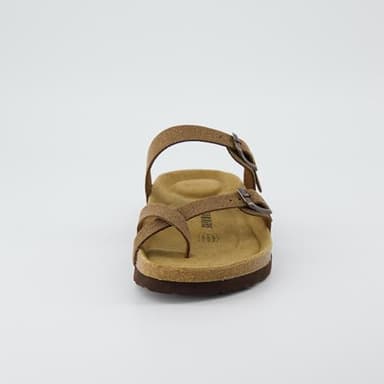 CUSHIONAIRE Luna Crossover Toe Strap Womens Sandals – Cork Footbed Slides with Adjustable Straps, Summer Sandals for Women 2025, BROWN 8W - Image 8