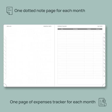 POPRUN Monthly Planner 2025-2026 (Large- 8.5" x 10.5" Soft Cover), 18-Month Calendar Book (Jul.2025-Dec.2026), Calendar Planner with Monthly Tabs & Pocket, 100 GSM Paper - Brown - Image 4