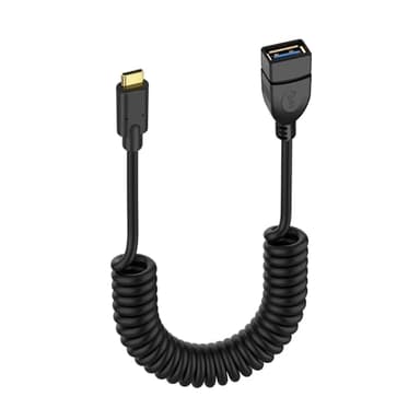 SinLoon USB Type C Coiled Cable 5Gbps Retractable 90 Degree USB3.0 Female to USB C Male Charging Cable and Data Transfer for Phone, Tablet, Other USB C Devices (F/L) - Image 1
