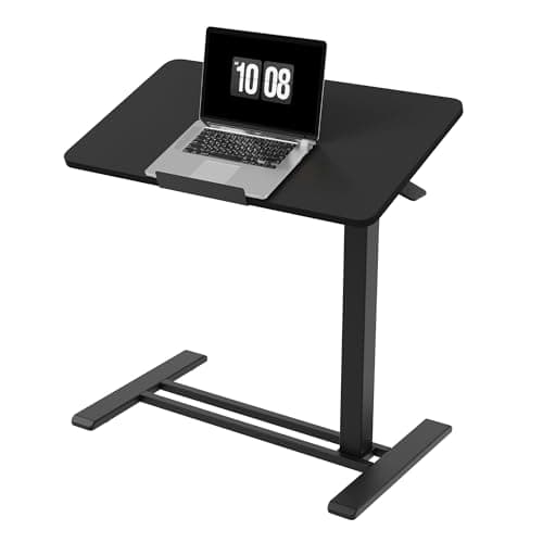 FLEXISPOT Mobile Standing Desk with Wheels Pneumatic Laptop Desk Rolling Computer Cart Movable Height Adjustable Small Sit Stand Desk Computer Workstations Home Use(31.5" W x 15.7" D, Black) - Image 1