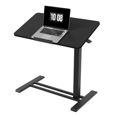 FLEXISPOT Mobile Standing Desk with Wheels Pneumatic Laptop Desk Rolling Computer Cart Movable Height Adjustable Small Sit Stand Desk Computer Workstations Home Use(31.5" W x 15.7" D, Black) - Image 1