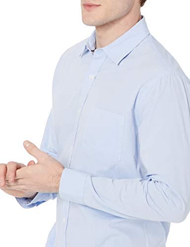 Amazon Essentials Men's Regular-Fit Long-Sleeve Casual Poplin Shirt, Light Blue, X-Large - Image 4