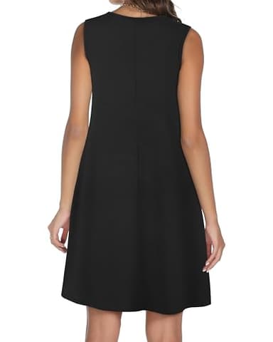 Summer Dresses for Women Casual Sleeveless Sundress Floral Loose Fit Beach Cover Up with Pocket（Black, 3XL - Image 6