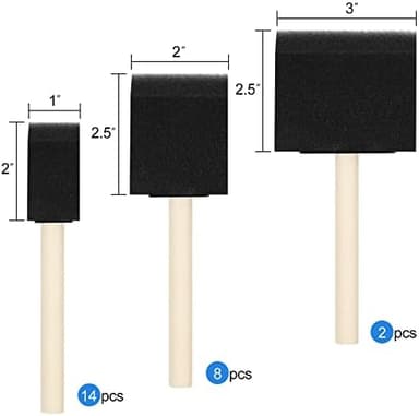 24 Pcs Foam Paint Brushes, Wood Handle Sponge Brushes for Painting, Staining, Varnishes, and DIY Craft Projects (1'', 2'' and 3'' - Image 4