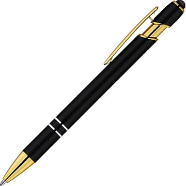 LINFANC 12 Pack Black Gold Ballpoint Pen with Stylus Tip, 1.0 mm Black Ink Smooth Writing Pens, Metal Stylus Pens for Touch Screens - Image 6