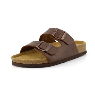 CUSHIONAIRE Lane Cork Footbed Sandals for Women – Comfortable Double Buckle Slip-On with Genuine Suede Footbed & Arch Support Slides for Women Footwear, BROWN 10 - Image 6