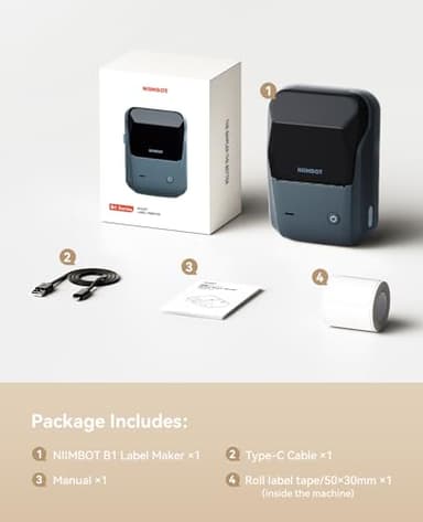 NIIMBOT B1 Label Maker Machine with Tape, 2 Inch Portable Label Printer, Bluetooth Thermal Label Printer with Multiple Templates for Small Business,Office,Home,School (Blue, 1 Printer+1 Roll Label) - Image 9