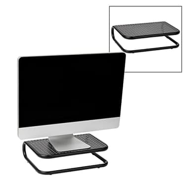 Mind Reader Monitor Stand, Set of 2, Ventilated Laptop Riser, Desktop Organizer, Metal, 14.25"L x 11"W x 4.25"H, Black - Image 7