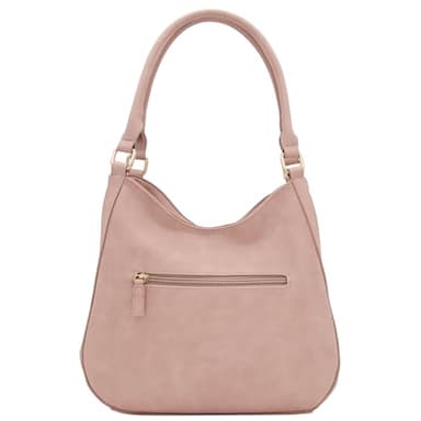 Light-weight 3 Compartment Faux Leather Medium Hobo Bag (Dusty Pink) - Image 4
