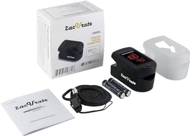 Zacurate Pro Series 500DL Fingertip Pulse Oximeter Blood Oxygen Saturation Monitor with Silicone Cover, Batteries and Lanyard (Royal Black) - Image 5