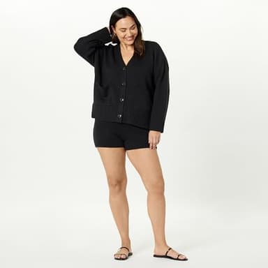 The Drop Women's Brigitte Cotton Blend Chunky Cardigan, Black, XL - Image 7