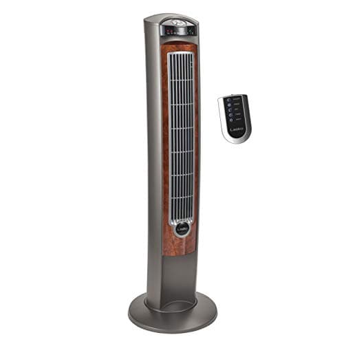 Lasko Oscillating Tower Fan with Remote, Quiet Floor Fans for Bedroom, 42", Woodgrain and Grey, T42954 - Image 1