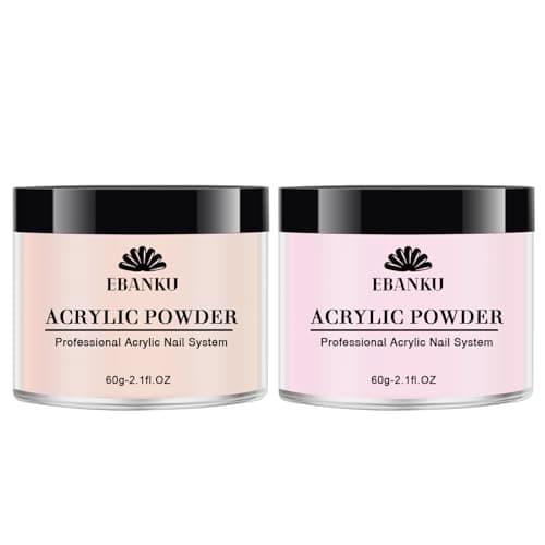 EBANKU Nude Pink Acrylic Powder, 2 * 60g/2.1oz Acrylic Powder Large Capacity Professional Acrylic Nail Powder for Nail Acrylic Extension, Nail Carving, Long-Lasting, No Nail Lamp Needed - Image 1