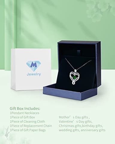 Gifts for Women Wife Infinity Heart Emerlad Birthstone Jewelry for Women Anniversary for Wife Birthday Gift Ideas for Girlfriend Her Love Gift for Mom Daughter Siver Womens Necklaces May - Image 5