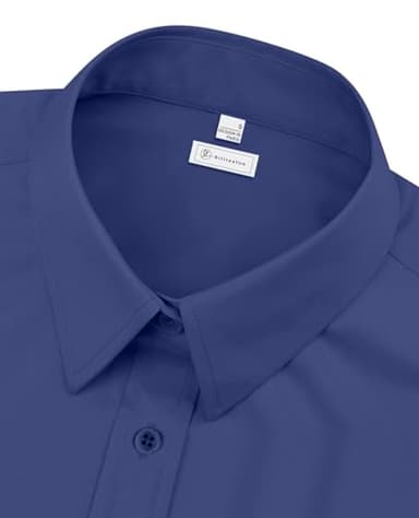 siliteelon Dress Shirts for Women Long Sleeve Button Down Shirts for Women Work Shirts Office Blouse Top Dark Blue X-Small - Image 4
