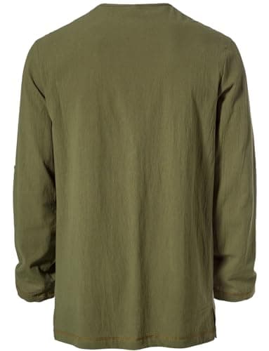 JEMITOP Men's Renaissance Costume Retro Lace Up Shirts for Pirate Viking Medieval Vampire Halloween Cosplay Without Belt Army Green XXL - Image 5