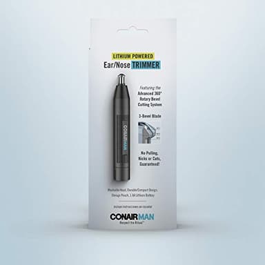 ConairMan Nose Hair Trimmer for Men, For Nose, Ear, and Eyebrows, Patent 360 Bevel Blade for No Pull, No Snag Trimming Experience, Cordless Lithium-Powered Trimmer with Drawstring Bag - Image 6
