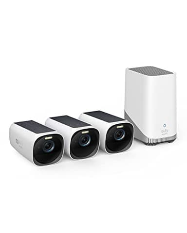eufy Security eufyCam S330(eufyCam 3) 3-Cam Kit, Security Camera Outdoor Wireless, 4K Camera with Integrated Solar Panel, Face Recognition AI, Expandable Local Storage, 2.4 GHz Wi-Fi, No Monthly Fee - Image 1