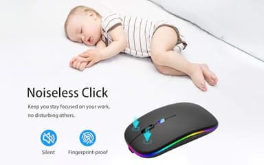 AIKOKOK Wireless Bluetooth Mouse Rechargeable Laptop Mice with LED Use Portable(BT5.2 and USB 2.4G) Dual Mode Connection Silent Slim Computer Mouse for Laptop/iPad Tablet/Apple MacBook/PC (Black) - Image 4