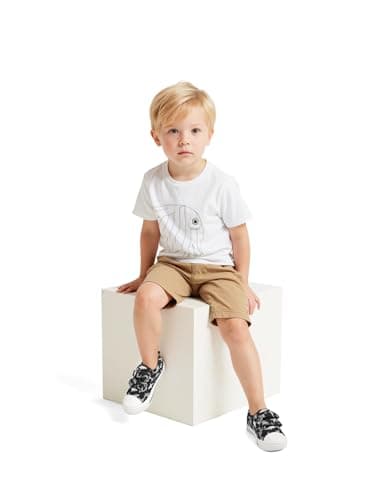 K KomForme Toddler Boys & Girls Shoes Kids Canvas Sneakers with Cartoon Dual Hook and Loops, Size 11 Little Kid, Black - Image 7