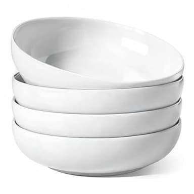 LE TAUCI Pasta Bowls 45 oz, Salad Bowls Set for Serving Soup, Pasta, Noodle, Dinner, Large Kitchen Bowl Plates, Microwave Safe - 8.5 Inch, Set of 4, White - Image 10
