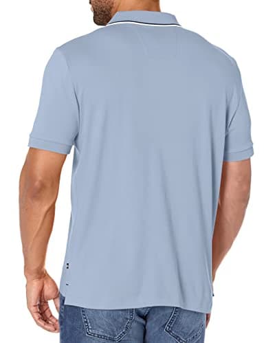Nautica Men's Classic Fit Short Sleeve Dual Tipped Collar Polo Shirt, Lake City Blue, Medium - Image 2