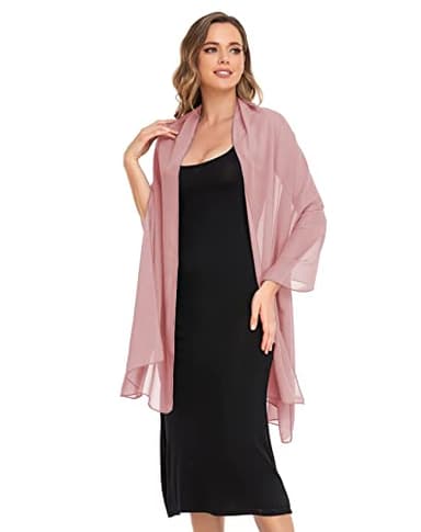 Pukguro Shawls and Wraps for Evening Dresses Sheer Chiffon Women Elegant Soft Silky Wraps Wedding Bridal Scarf Dusty Rose 79 * 18'' - Image 3