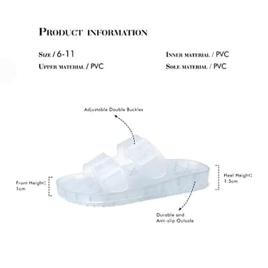 FUNKYMONKEY Women's Slides Sandals Dream Jelly Color Adjustable Double Buckle Adjustable Plastic Flat Sandals (9 M US, TRANSPARENT/MKLS) - Image 6