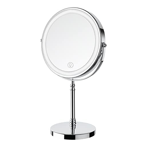 Lighted Makeup Mirror, 3000 mAh Rechargeable Double Sided Magnifying Vanity Mirror with 3 Colors, 1x/10x, 360° Rotation , Brightness Adjustable Magnification Cosmetic Light up Mirror, Women Gift - Image 1