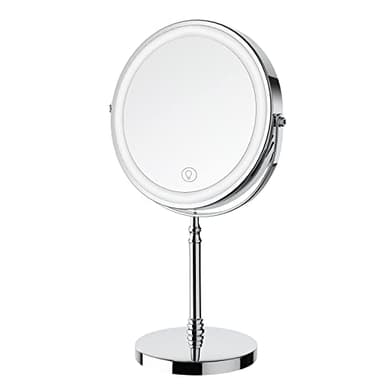 Lighted Makeup Mirror, 3000 mAh Rechargeable Double Sided Magnifying Vanity Mirror with 3 Colors, 1x/10x, 360° Rotation , Brightness Adjustable Magnification Cosmetic Light up Mirror, Women Gift - Image 1