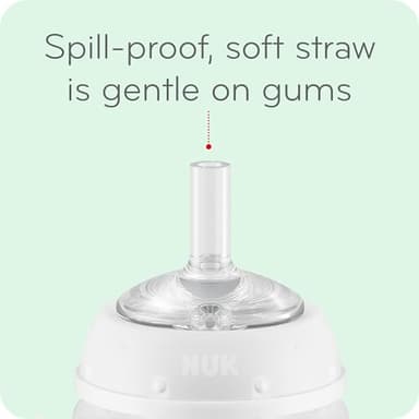 NUK Learner Straw Cup, 10oz, 2-Pack - Toddler Sippy Cup with Soft Straw for Easy Drinking, Suitable for Ages 8 Months and Up, Timeless Collection - Image 3