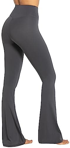 Sunzel Flare Leggings, Crossover Yoga Pants with Tummy Control, High-Waisted and Wide Leg, 32" Inseam, Dark Grey X-Large - Image 5