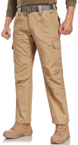 SPOSULEI Mens Tactical Pants Lightweight Ripstop Cargo Work Pants Waterproof Hiking Military Army Pants with Pockets Outdoor Apparel Dark Khaki 38Wx34L - Image 5