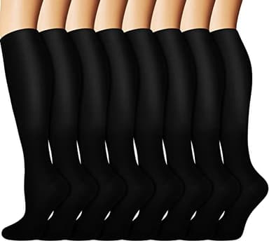 Graduated Copper Compression Socks for Men & Women Circulation 8 Pairs 15-20mmHg - Best for Running Athletic Cycling - Image 1