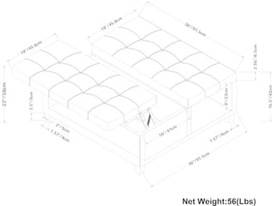 SIMPLIHOME Harrison 36 inch Wide Transitional Square Coffee Table Storage Ottoman in Dove Grey Linen Look Fabric, Assembled, for the Living Room and Bedroom - Image 2