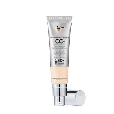 IT Cosmetics CC+ Cream (Fair Light) - Natural Full Coverage Foundation With SPF 50+, Color Corrector & Anti-Aging Hydrating Serum, Hyaluronic Acid + Peptides, Lightweight - 1.08 fl oz - Image 1