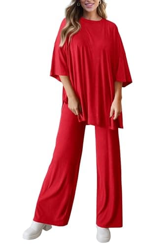 PRETTYGARDEN Two Piece Sets For Women Summer Fashion Lounge Matching Set 2025 Travel Vacation Airport Outfits Clothing (Red,Large) - Image 5