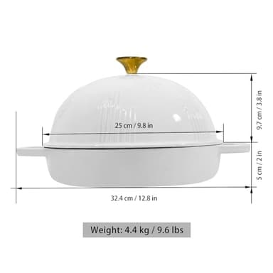 Flavehc Bread Oven Cast Iron Bread Dutch Oven with Cloche Lid for Bread Baking White Enameled Cast Iron Bread Oven with Dome Lid for Sourdough, 9.8 Inches - Image 5
