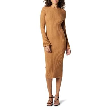 The Drop Women's Fernanda Bell Sleeve Ribbed Sweater Dress, Camel, 4X, Plus Size - Image 1