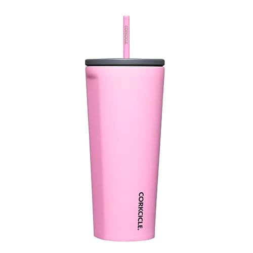 Corkcicle Cold Cup Insulated Tumbler with Straw - Keeps Drinks Cold for 12 Hours - Triple-Insulated Stainless Steel - Leak-Resistant Lid - Summer Drinkware Gift - 24 oz - Sun-Soaked Pink - Image 1