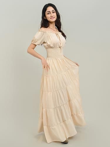 Zhitunemi Renaissance Costume Women Dress: Halloween Costumes Woman 2025 Renaissance Dresses - Halloween Party Theme Events Beige M - Image 3