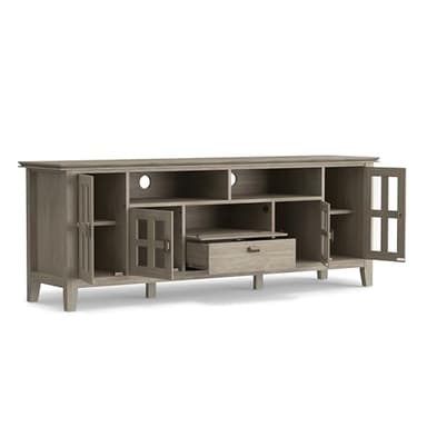 SIMPLIHOME Artisan SOLID WOOD 72 inch Wide Transitional TV Media Stand in Distressed Grey For TVs up to 80 inches for the Living Room and Entertainment Center - Image 3