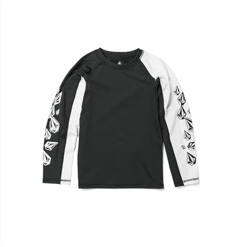 Volcom Boys' Stone Jester Lycra Long Sleeve Rashguard 50+ Uv Protection Swim Shirt, Black White - Image 1