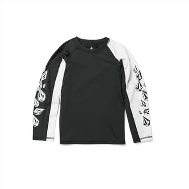Volcom Boys' Stone Jester Lycra Long Sleeve Rashguard 50+ Uv Protection Swim Shirt, Black White - Image 1