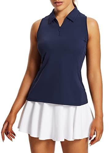 baleaf Women's Golf Shirts Tank Tops Sleeveless Tennis Polo Racerback with Collar Athletic Tanks Quick Dry-Blue-L - Image 6