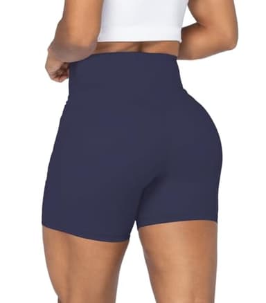 Sunzel No Front Seam Biker Shorts for Women with Pockets, Yoga Workout Gym Bike Shorts with Tummy Control 5" Inseam Ash Blue Medium - Image 2