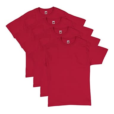 Hanes Mens Essentials Pack, Crewneck Cotton T-shirts For Men, 4 Or 6 Available Fashion-t-shirts, Deep Red - 4 Pack, Large US - Image 1