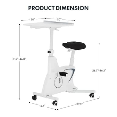 FLEXISPOT Exercise Bike with 2D Desktop, Space Saving Under Desk Bike with Removable Desk, Stationary Bikes Upright Indoor Bikes with 8 Level Magnetic Resistance Upgraded Pro Flywheel, V9PRO-White - Image 9
